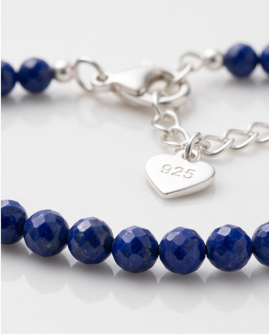 Lapis Lazuli Edelstein Armband mit 925 Silberverschluss facettiert