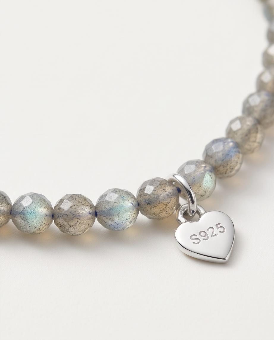 Labradorit Edelstein Armband mit 925 Silberverschluss facettiert