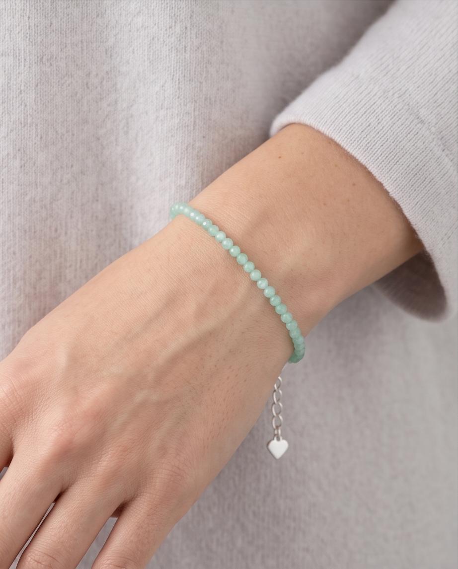 Amazonit Edelstein Armband facettiert mit 925 Silberverschluss