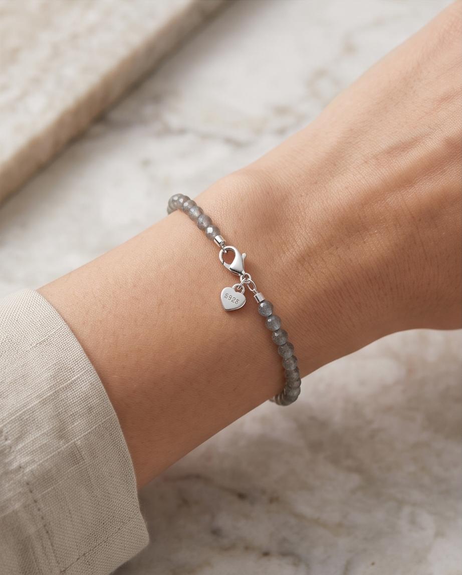 Labradorit Edelstein Armband mit 925 Silberverschluss facettiert