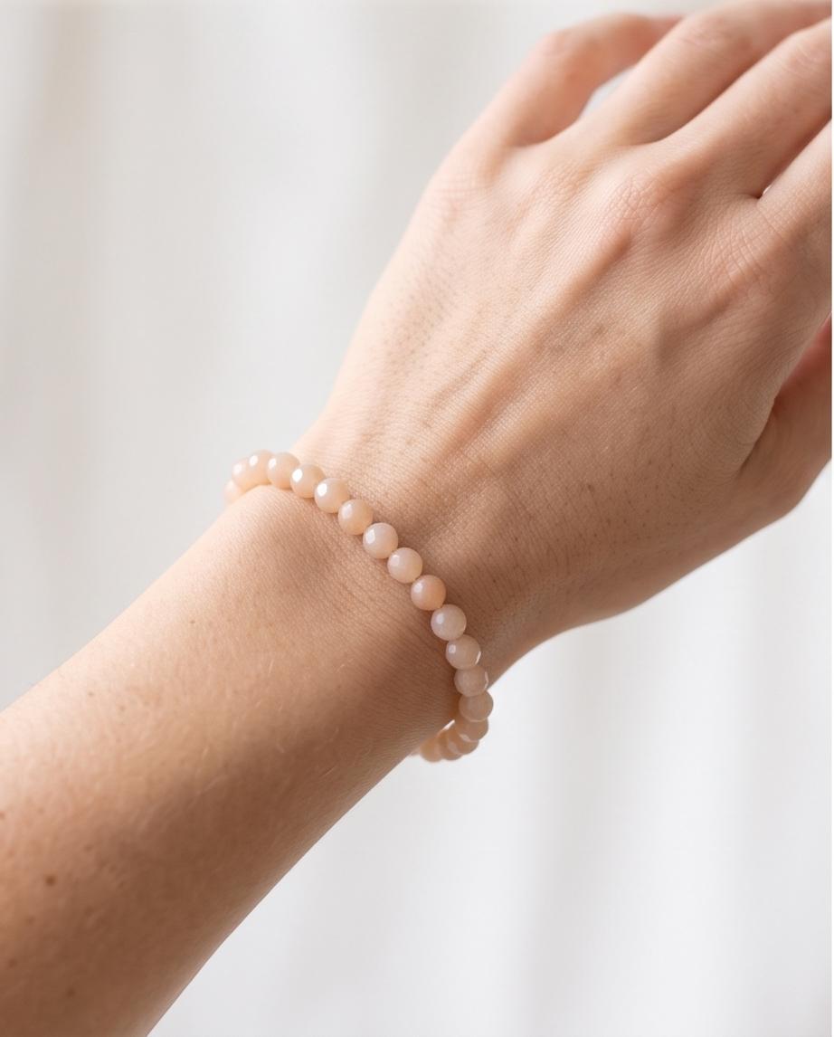 Pfirsich Mondstein Edelstein Armband facettiert