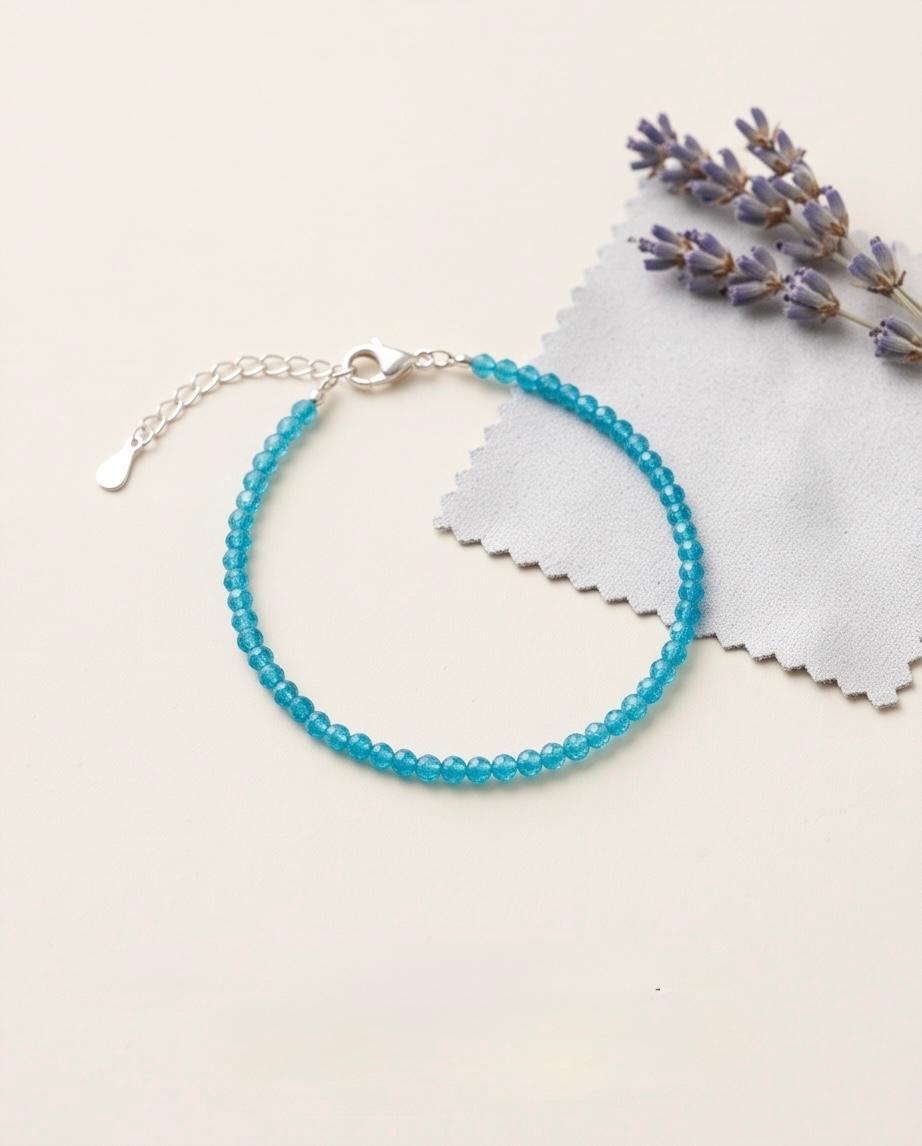 Apatit Edelstein Armband facettiert mit 925 Silberverschluss