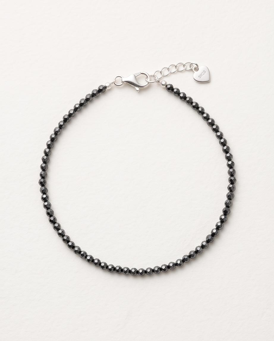 Schwarzer Turmalin Edelstein Armband mit 925 Silberverschluss facettiert