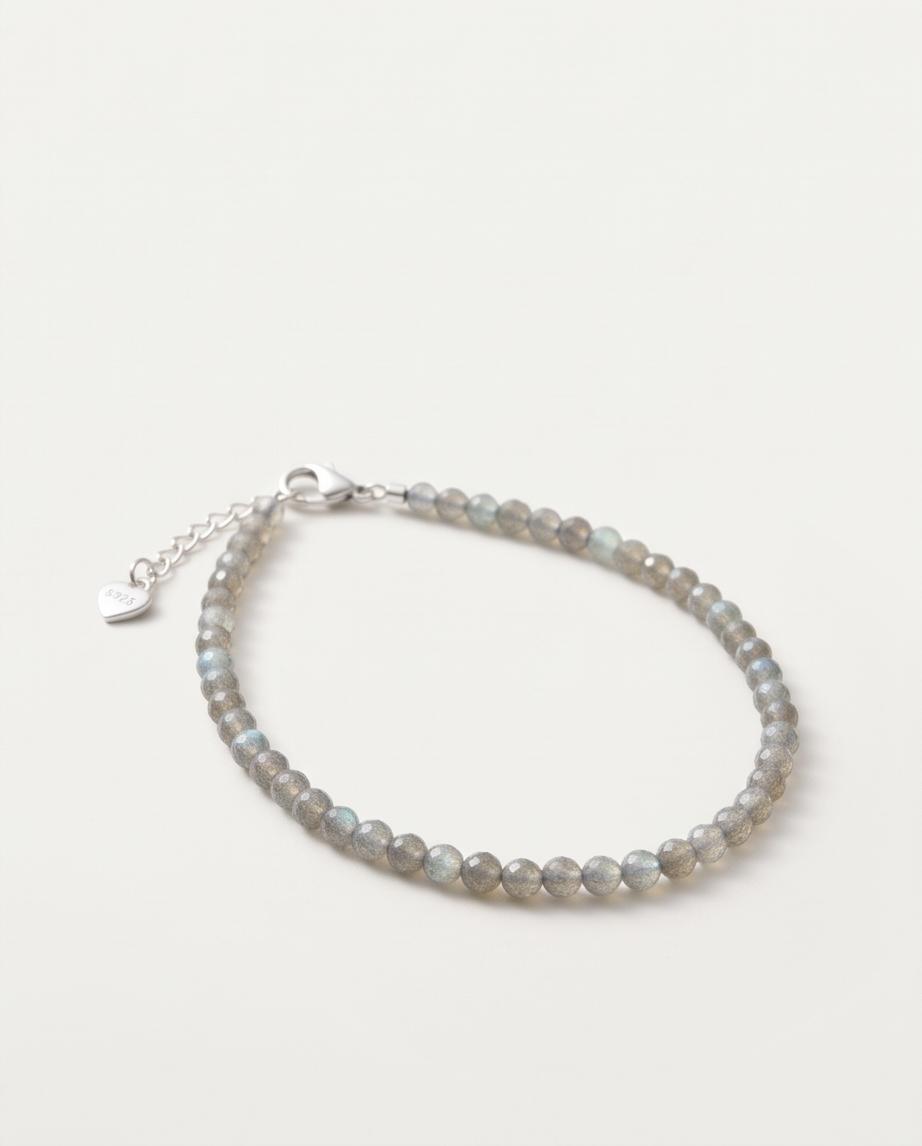 Labradorit Edelstein Armband mit 925 Silberverschluss facettiert