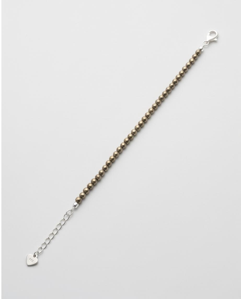 Pyrit Edelstein Armband facettiert mit 925 Silberverschluss
