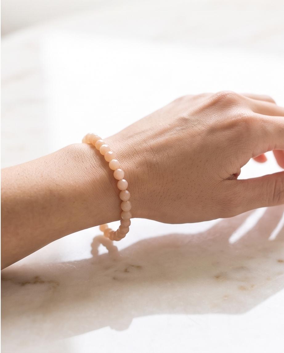 Pfirsich Mondstein Edelstein Armband facettiert