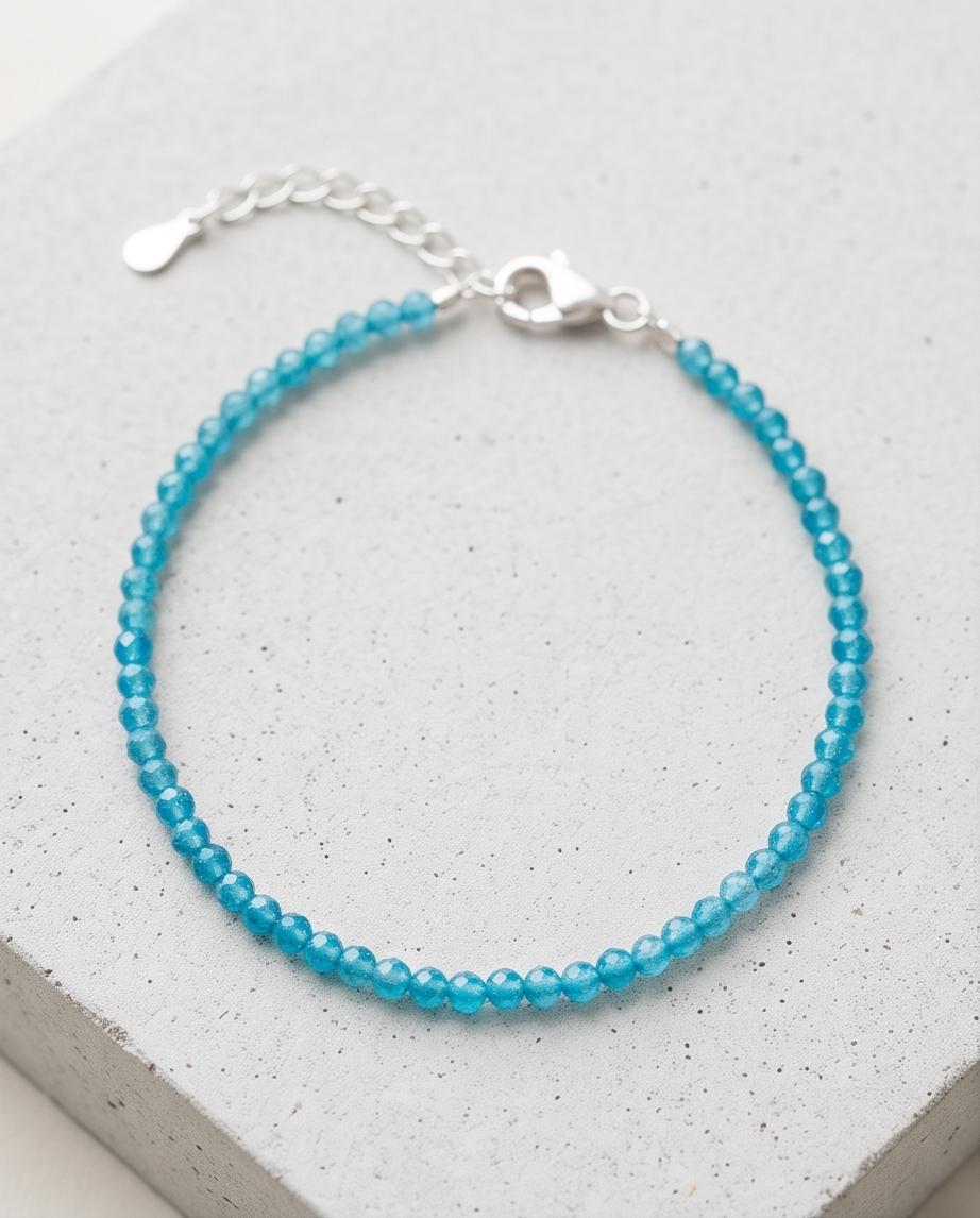 Apatit Edelstein Armband facettiert mit 925 Silberverschluss