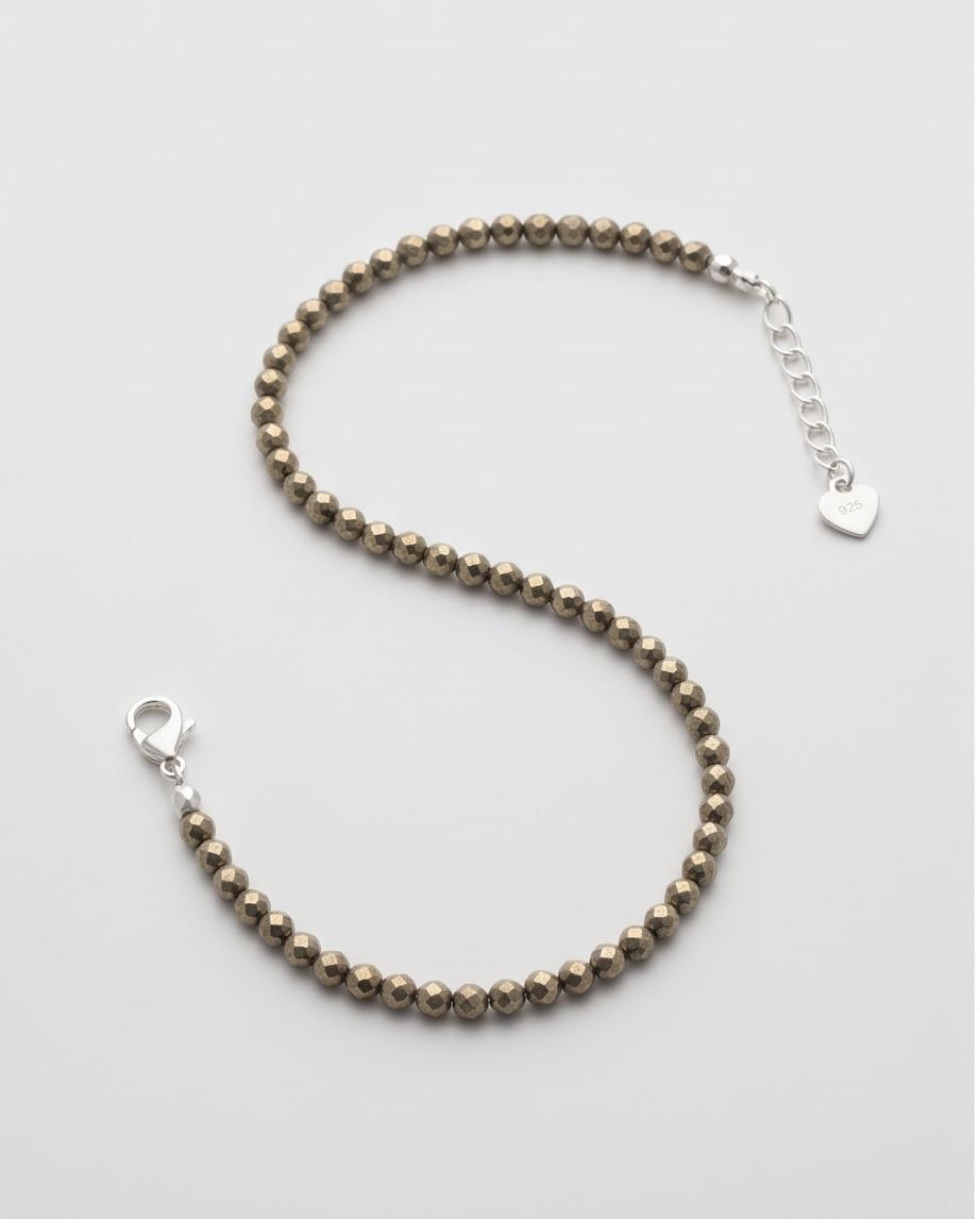 Pyrit Edelstein Armband facettiert mit 925 Silberverschluss