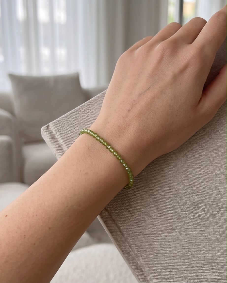 Peridot Edelstein Armband facettiert mit Silberverschluss