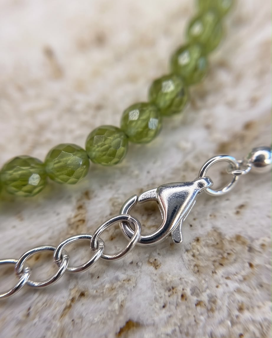 Peridot Edelstein Armband facettiert mit Silberverschluss