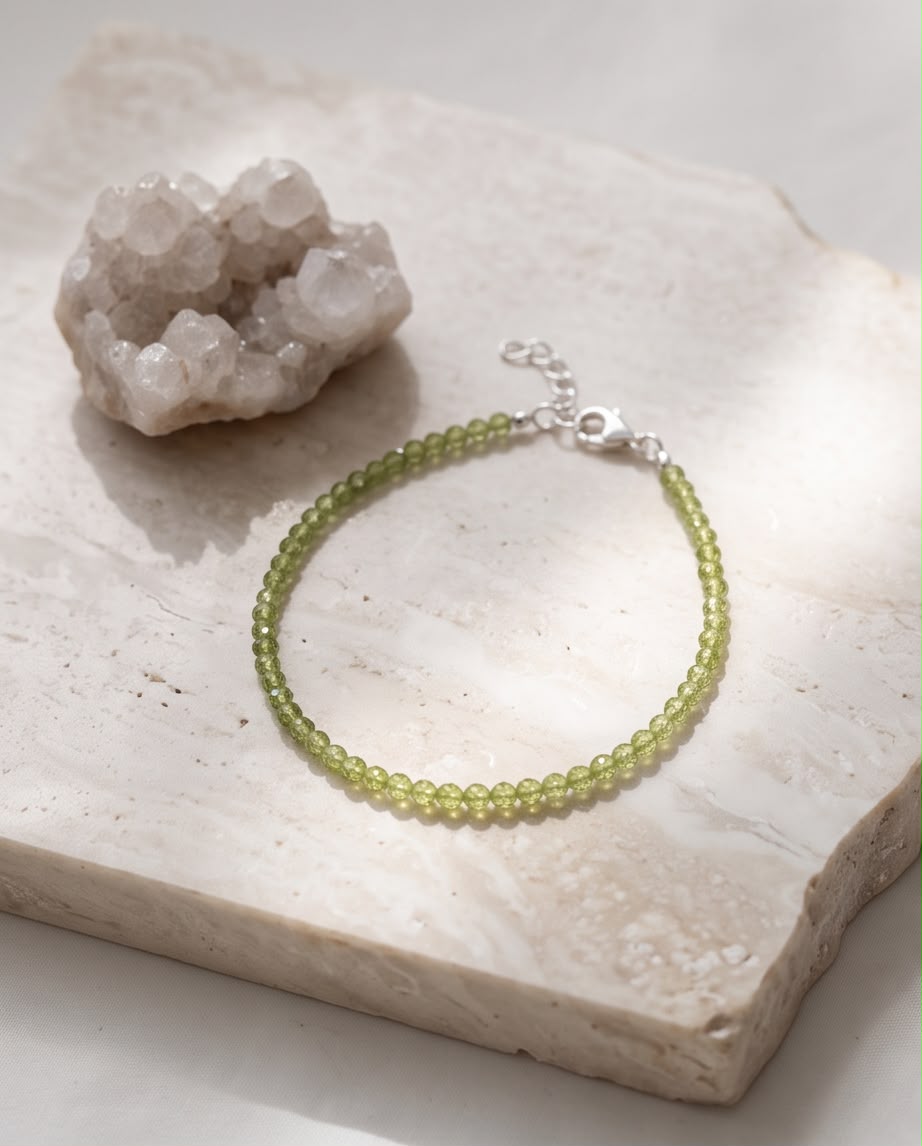 Peridot Edelstein Armband facettiert mit Silberverschluss