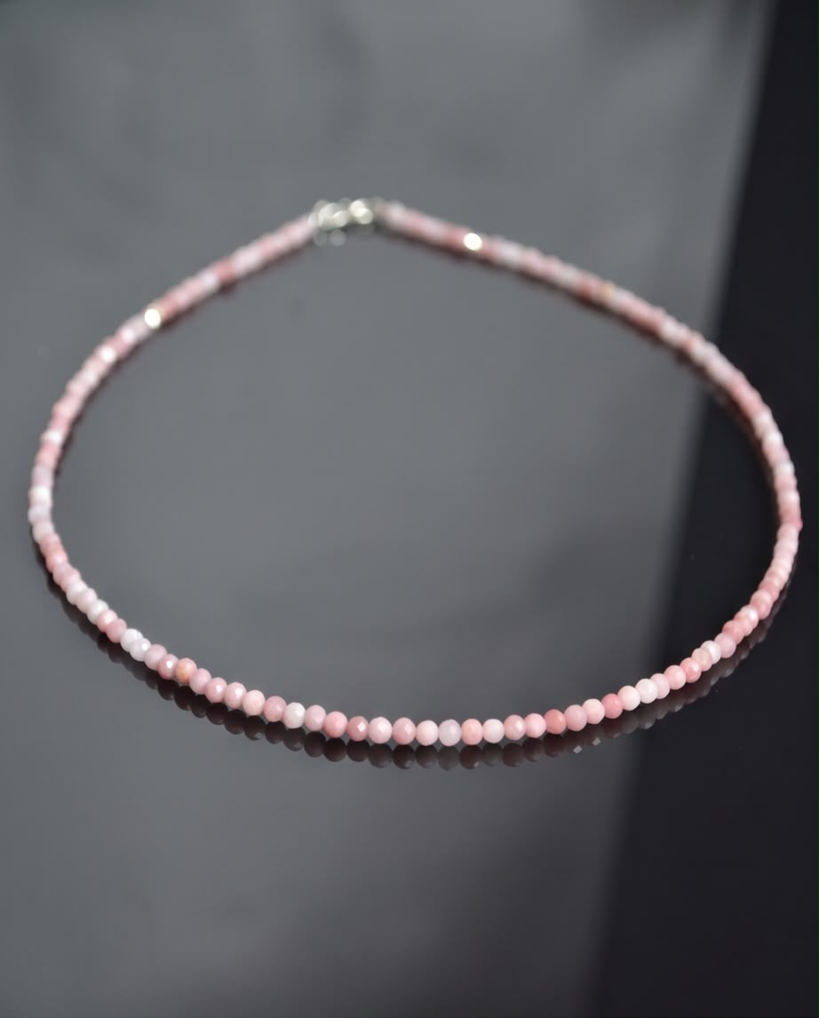 Rhodonit Edelstein Kette facettiert mit 925 Silberverschluss