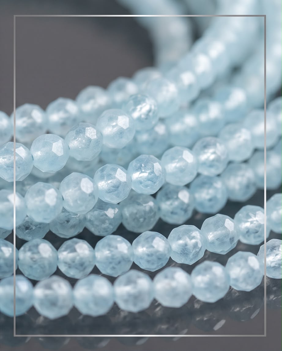 Aquamarin Edelstein Kette mit 925 Silberverschluss