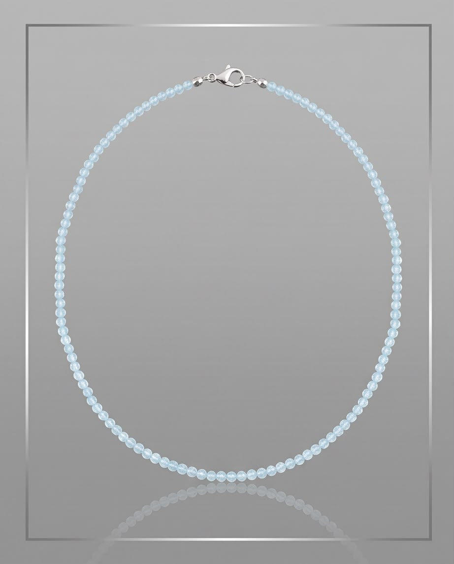 Aquamarin Edelstein Kette mit 925 Silberverschluss