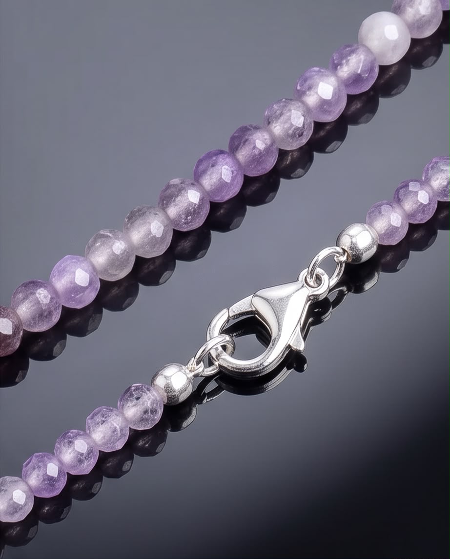 Lavendel Amethyst Edelstein Kette facettiert mit 925 Silberverschluss