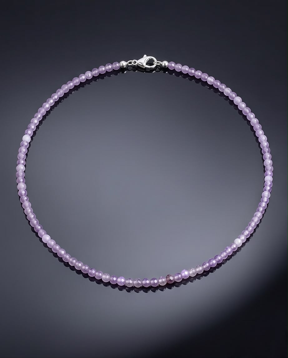 Lavendel Amethyst Edelstein Kette facettiert mit 925 Silberverschluss