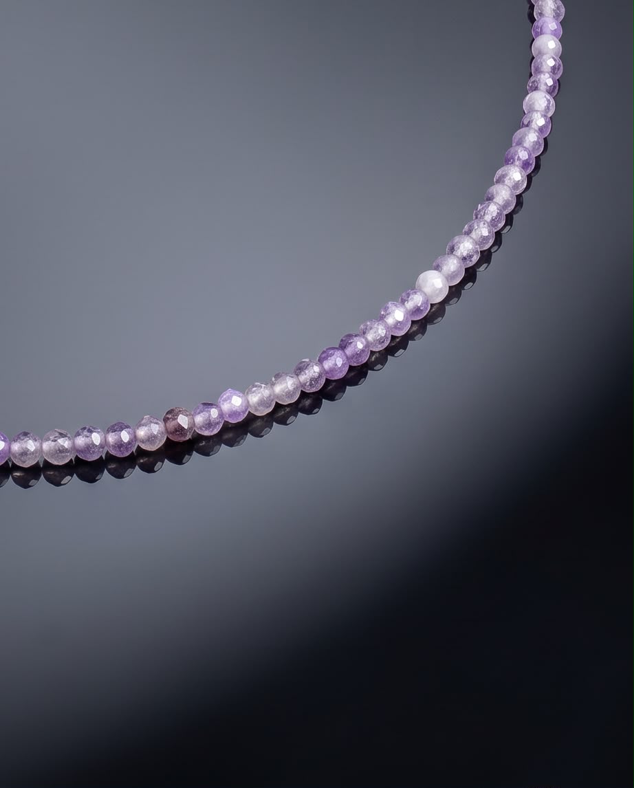 Lavendel Amethyst Edelstein Kette facettiert mit 925 Silberverschluss