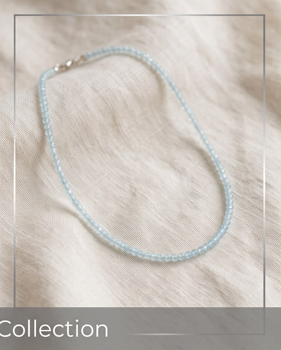 Aquamarin Edelstein Kette mit 925 Silberverschluss