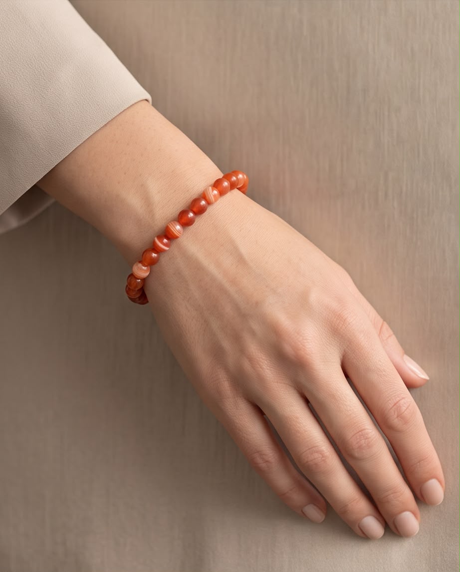 Karneol weiß gemasert Edelstein Armband