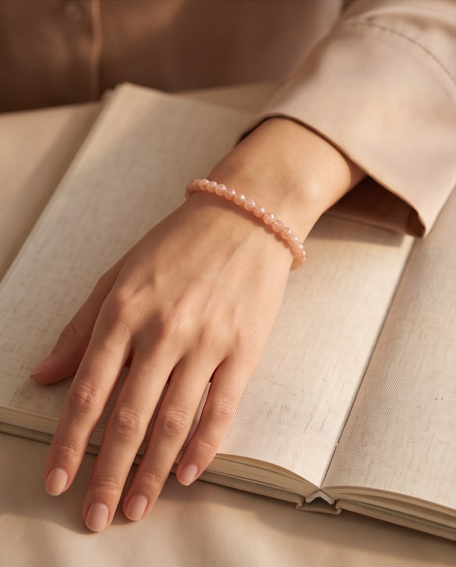Pfirsich Mondstein Edelstein Armband facettiert
