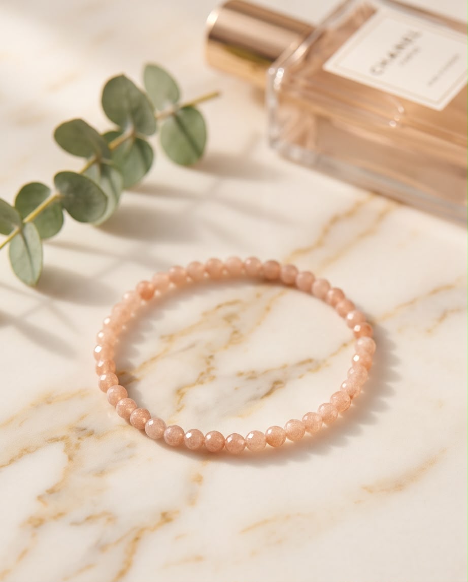 Pfirsich Mondstein Edelstein Armband facettiert
