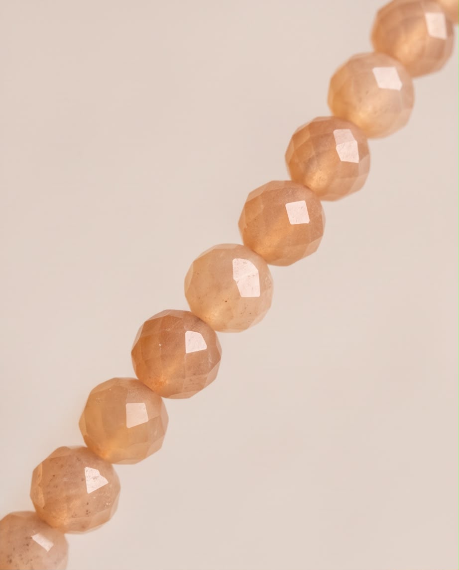 Pfirsich Mondstein Edelstein Armband facettiert