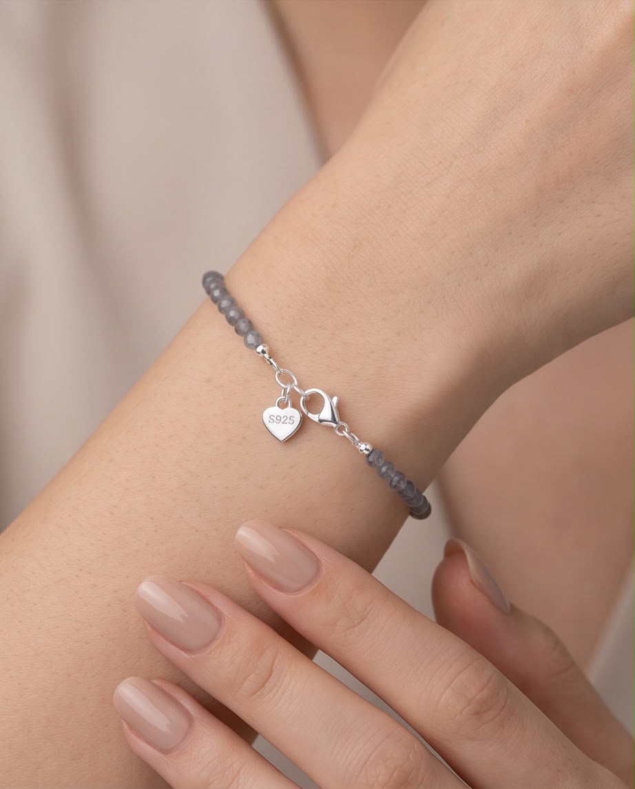 Labradorit Edelstein Armband mit 925 Silberverschluss facettiert