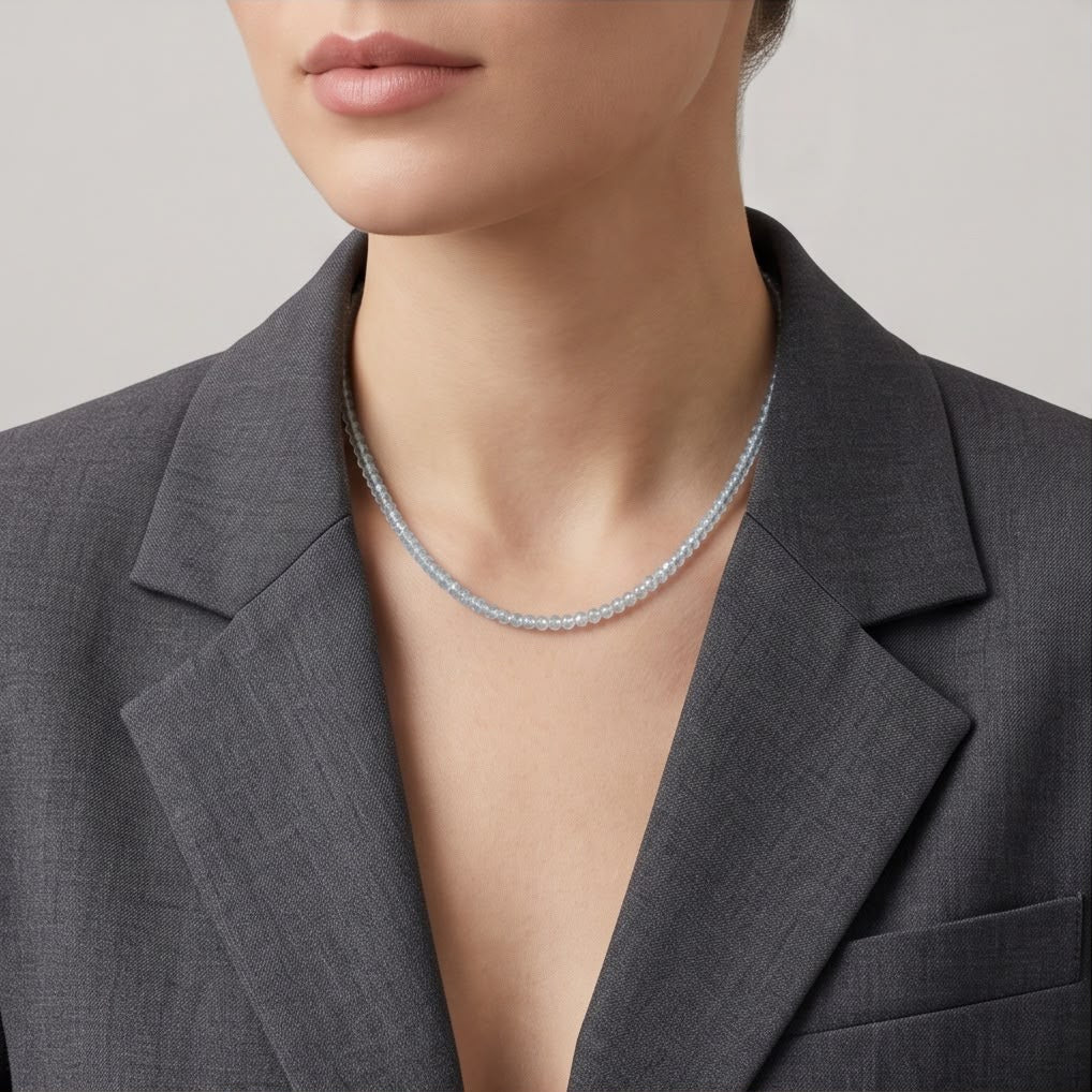 Aquamarin Edelstein Kette mit 925 Silberverschluss