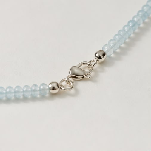 Aquamarin Edelstein Kette mit 925 Silberverschluss