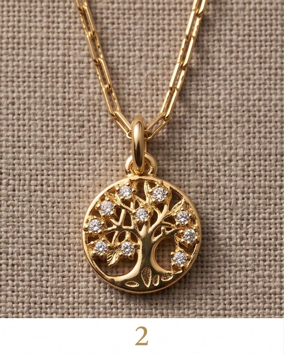 Halskette mit Baum des Lebens Anhänger mit Zirkonia