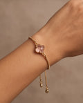 Kleeblatt Armband mit facettiertem Glas