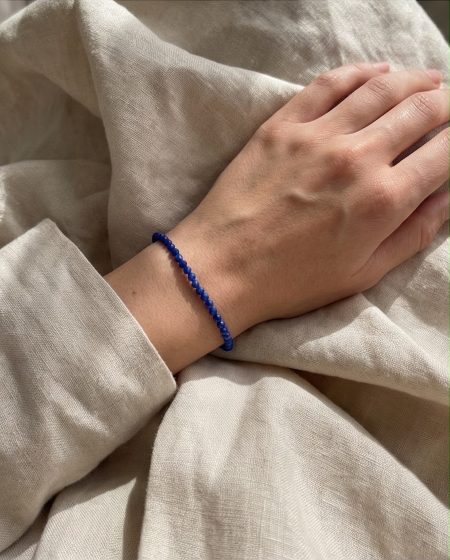 Lapis Lazuli Edelstein Armband mit 925 Silberverschluss facettiert