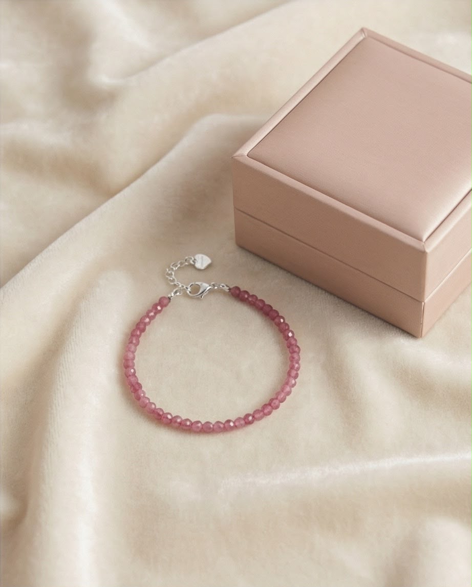Pinker Turmalin Edelstein Armband mit 925 Silberverschluss facettiert