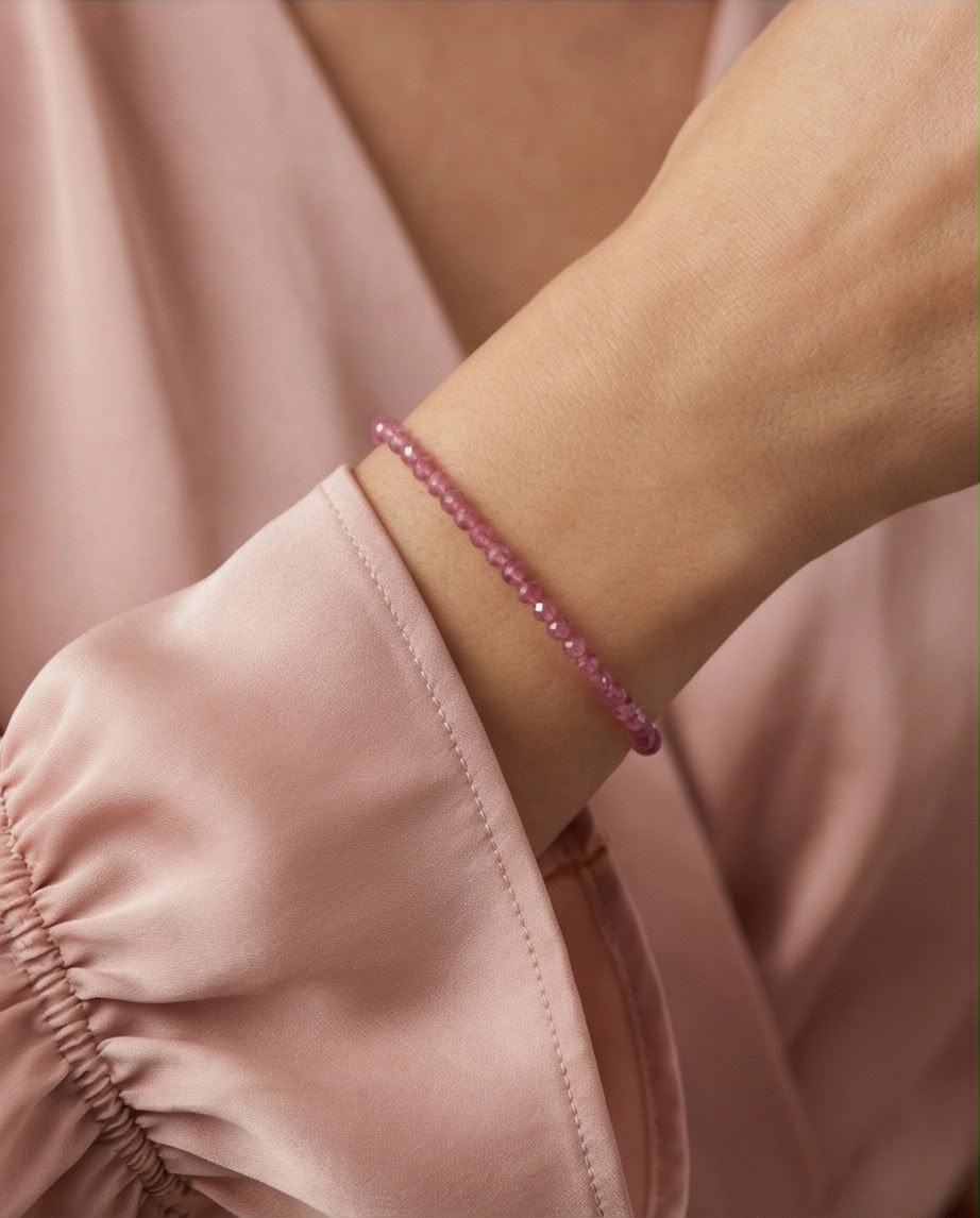 Pinker Turmalin Edelstein Armband mit 925 Silberverschluss facettiert