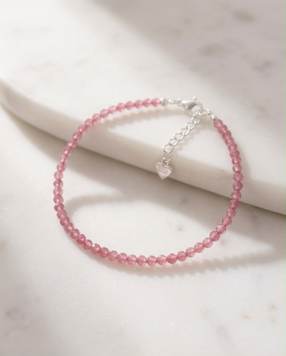 Pinker Turmalin Edelstein Armband mit 925 Silberverschluss facettiert