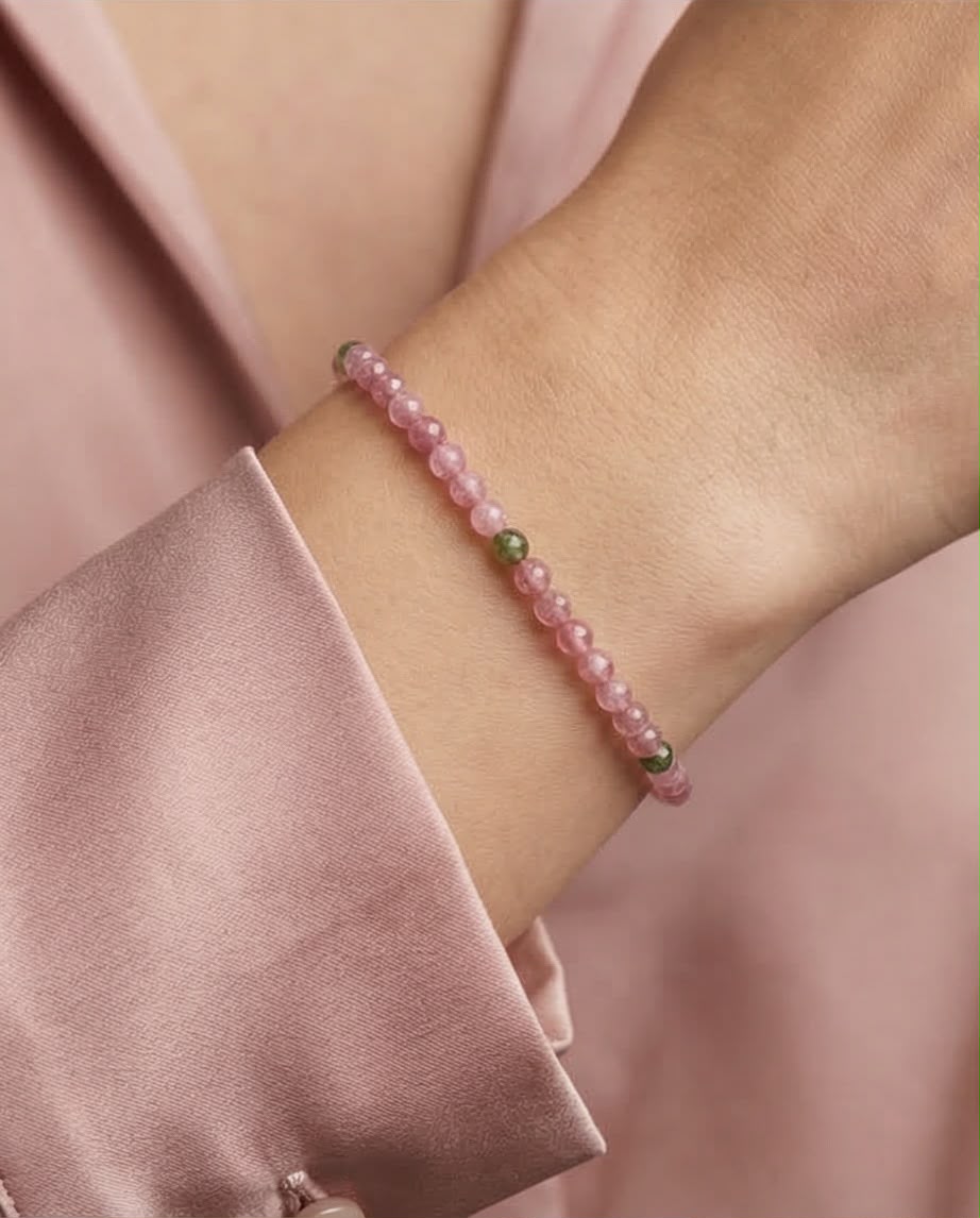 Pinker + Grüner Turmalin Edelstein Armband facettiert