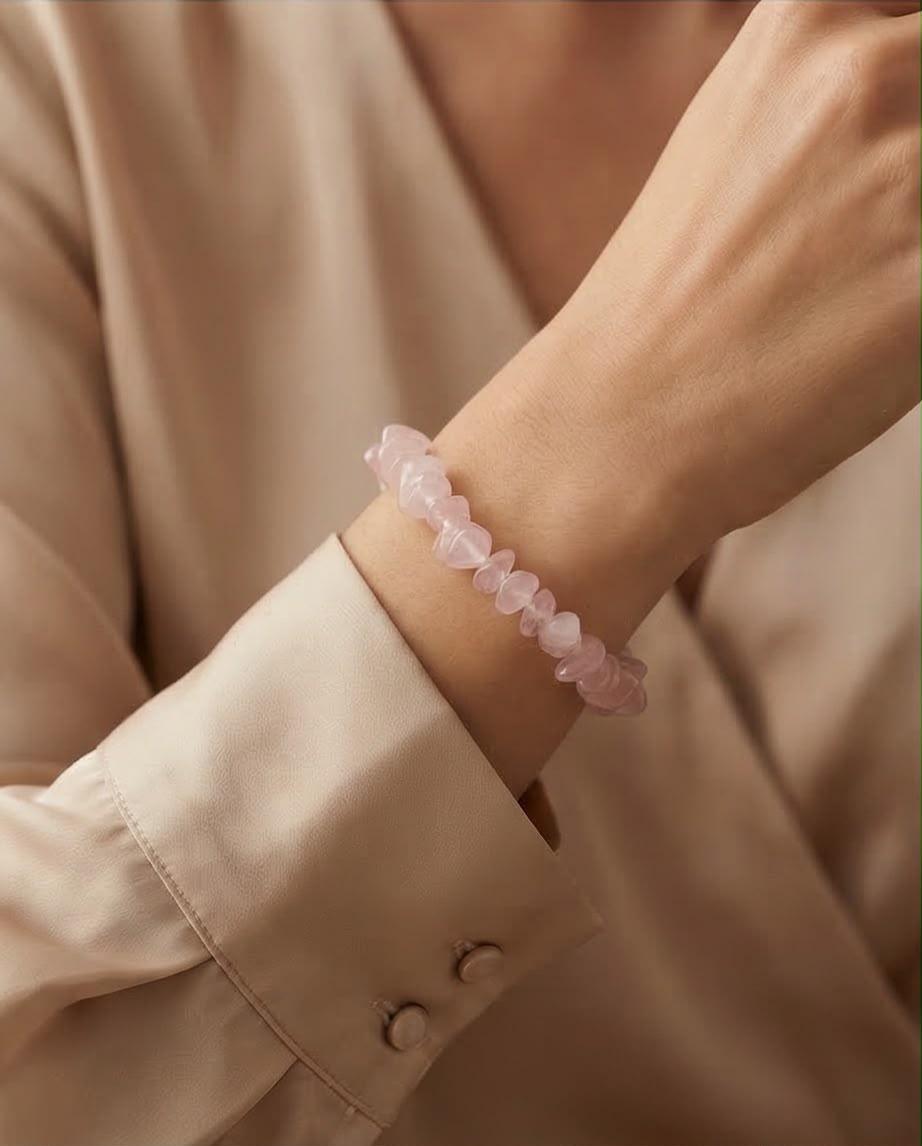 Rosenquarz Edelstein Splitter Armband
