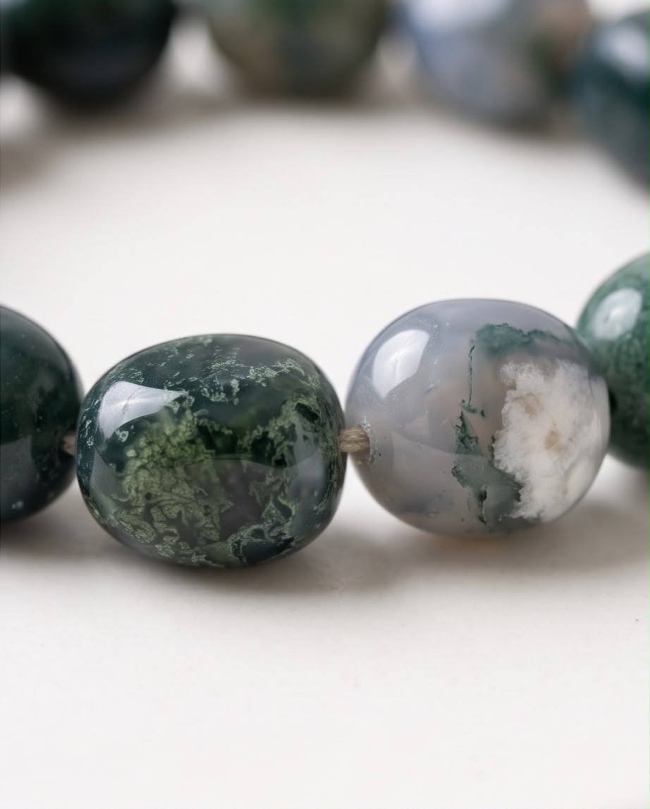 Moosachat Edelstein Nugget Armband