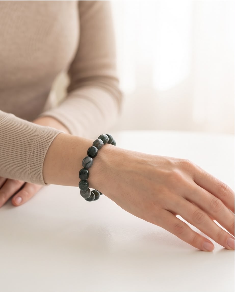 Moosachat Edelstein Nugget Armband