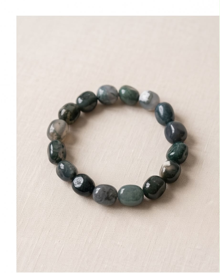 Moosachat Edelstein Nugget Armband