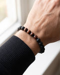 Tigerauge rot / Onyx matt Edelstein Armband Herren