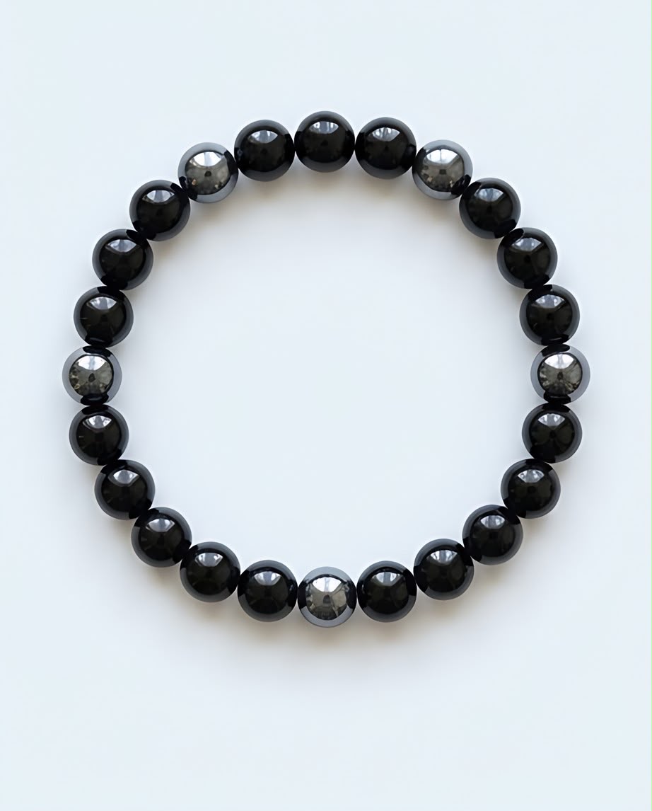 Obsidian - Hämatit Edelstein Armband Herren