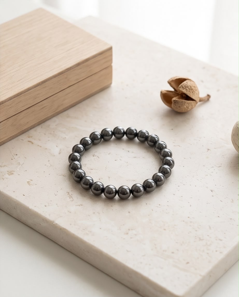 Hämatit Edelstein Armband Herren (8mm)