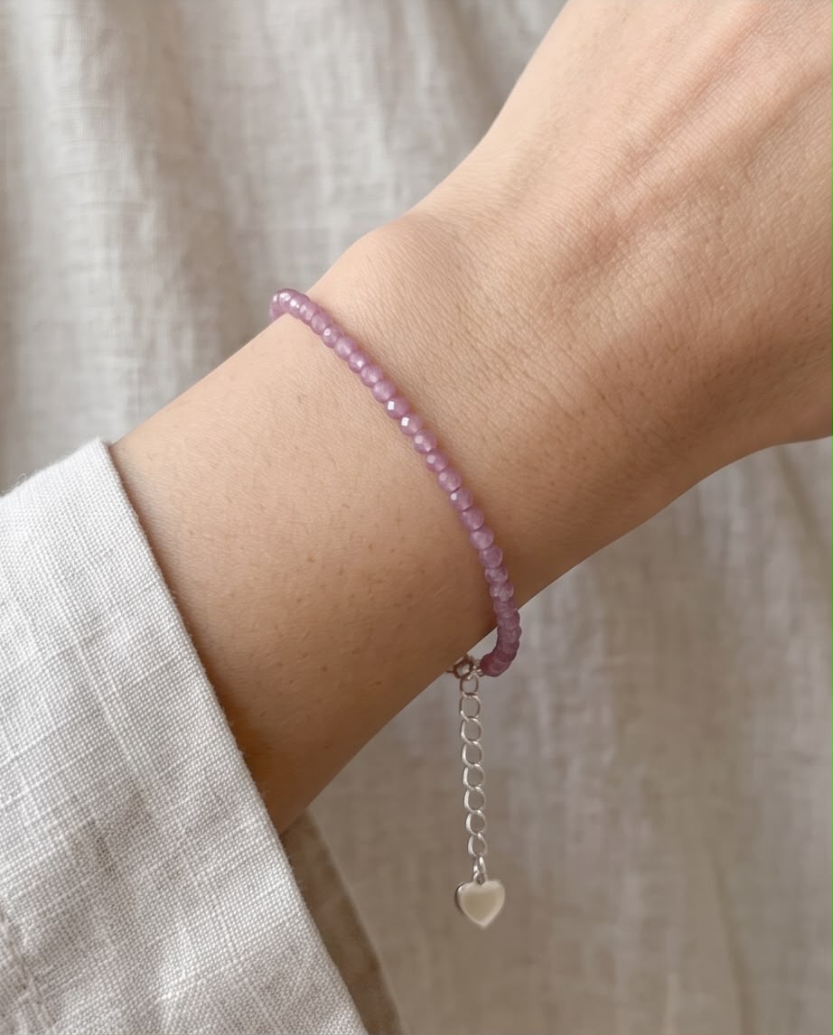 Pinker Turmalin Edelstein Armband mit 925 Silberverschluss facettiert