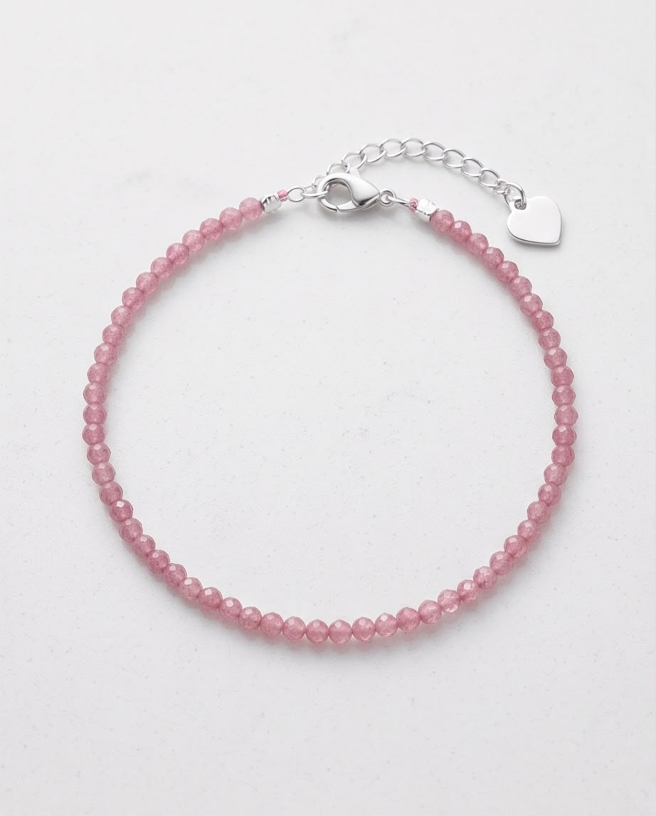 Pinker Turmalin Edelstein Armband mit 925 Silberverschluss facettiert