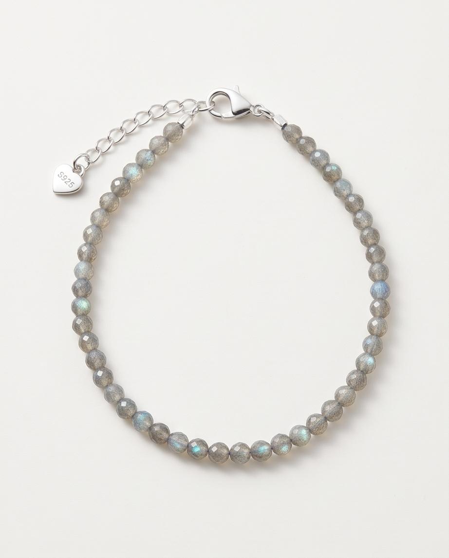 Labradorit Edelstein Armband mit 925 Silberverschluss facettiert