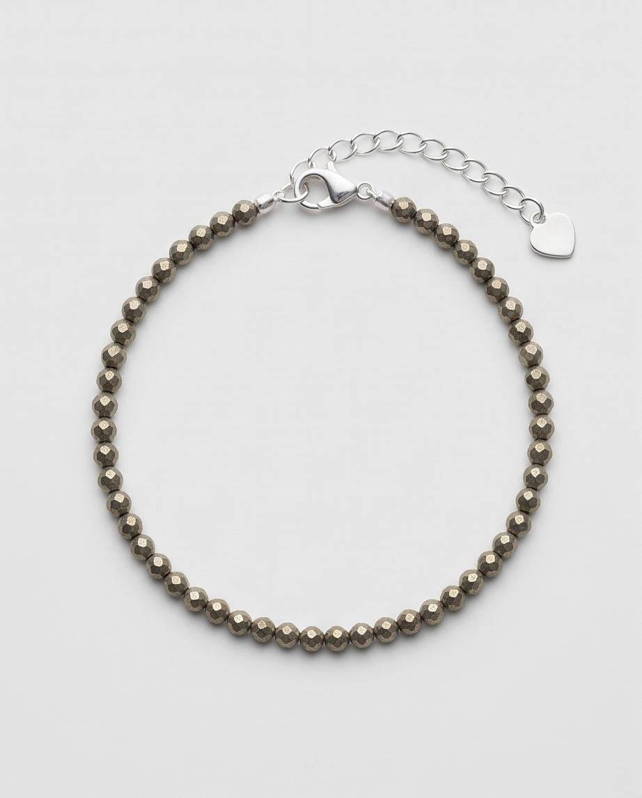 Pyrit Edelstein Armband facettiert mit 925 Silberverschluss