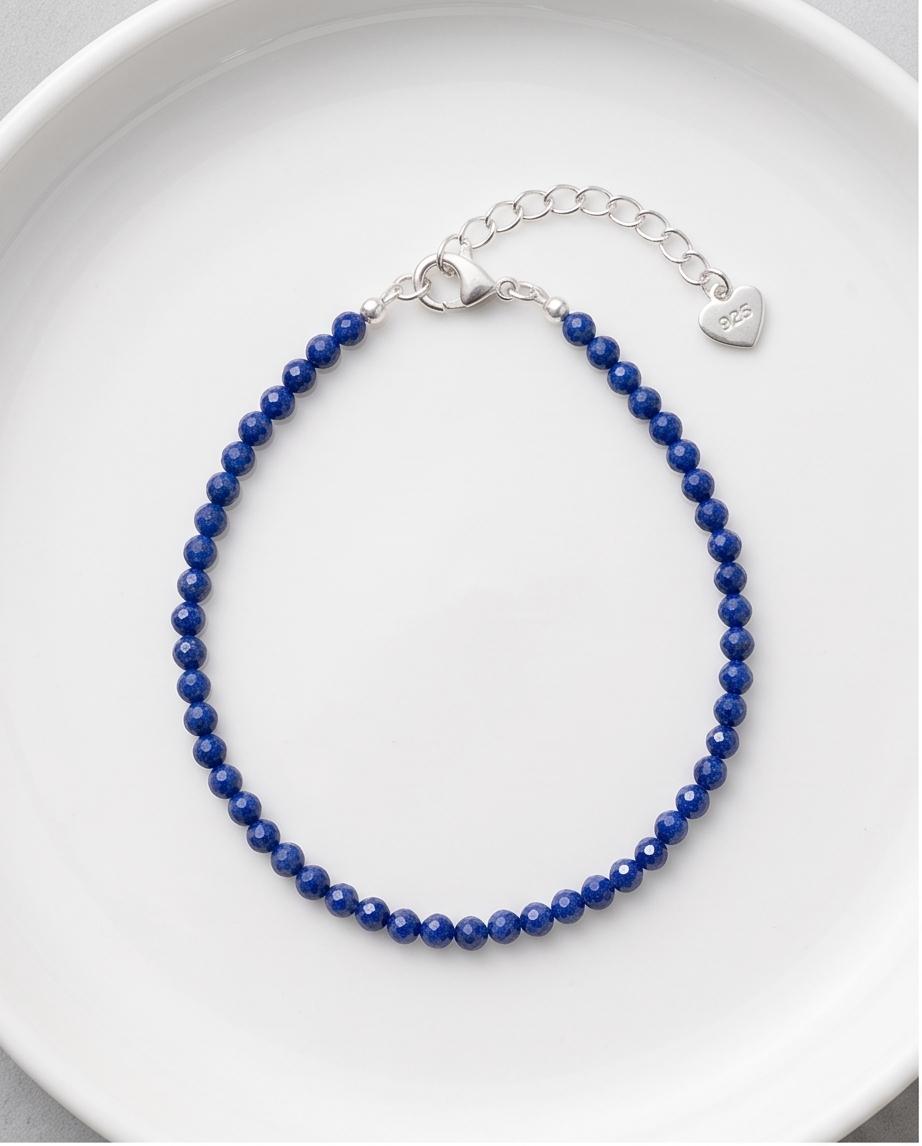 Lapis Lazuli Edelstein Armband mit 925 Silberverschluss facettiert