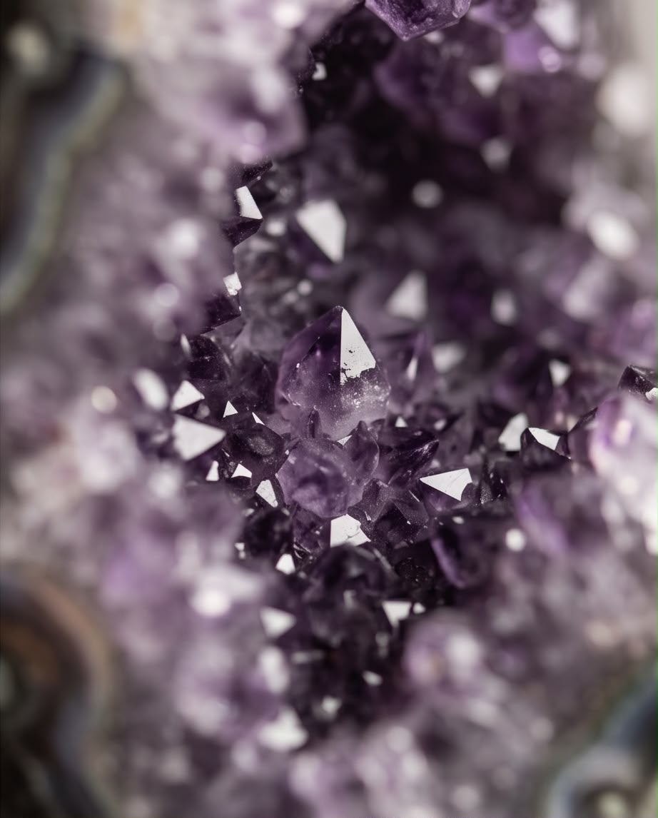 Amethyst Kathedralen Druse mit Achat Chalcedonbänderung aus Brasilien