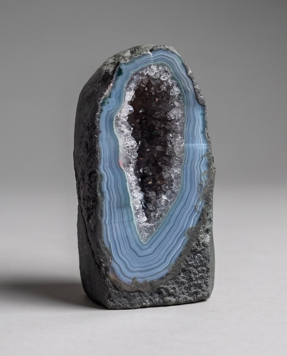 Amethyst Kathedralen Druse mit Achat-/ Kalcedonrand aus Brasilien